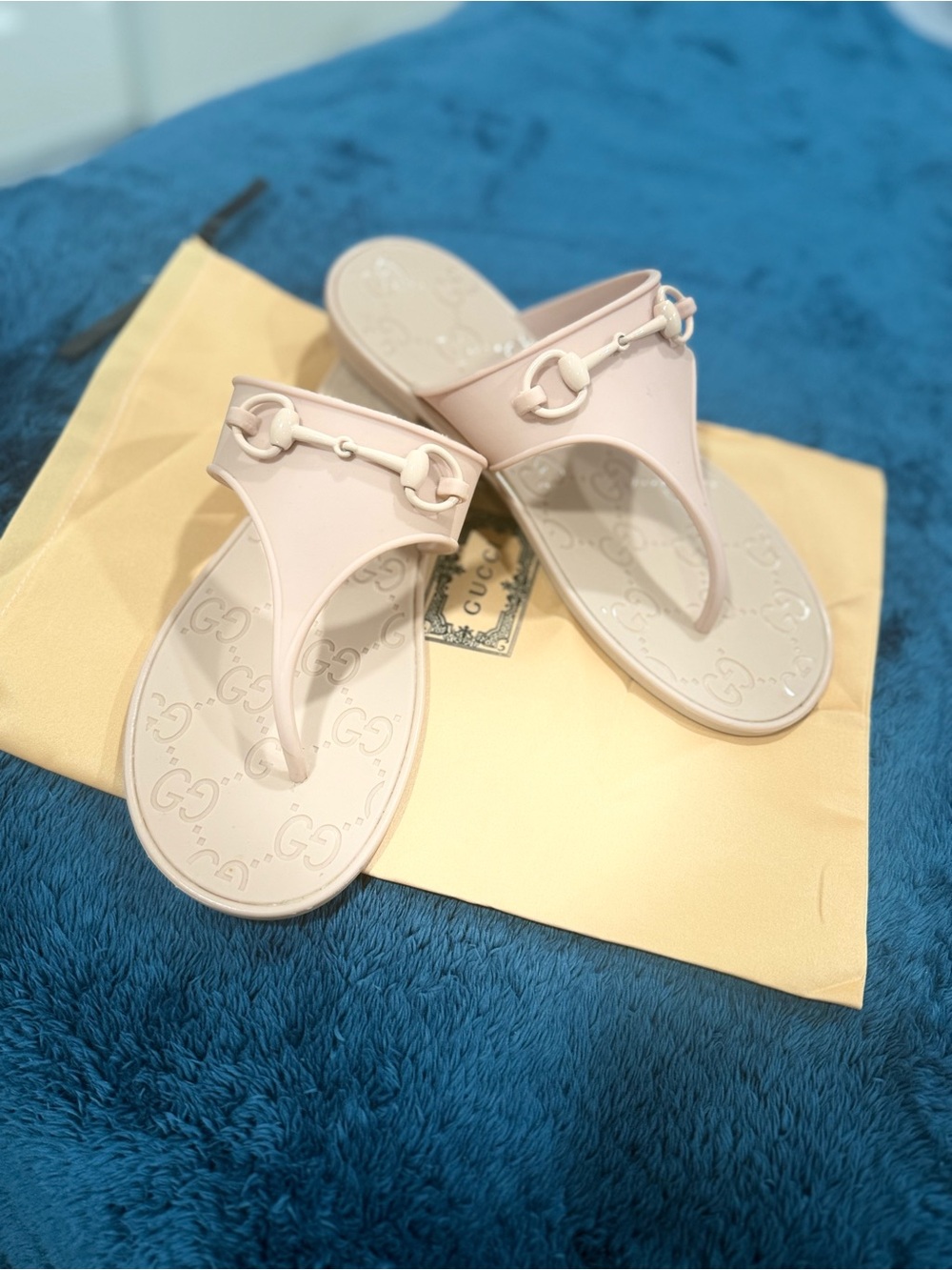 Pink GG-Print Thong Sandals